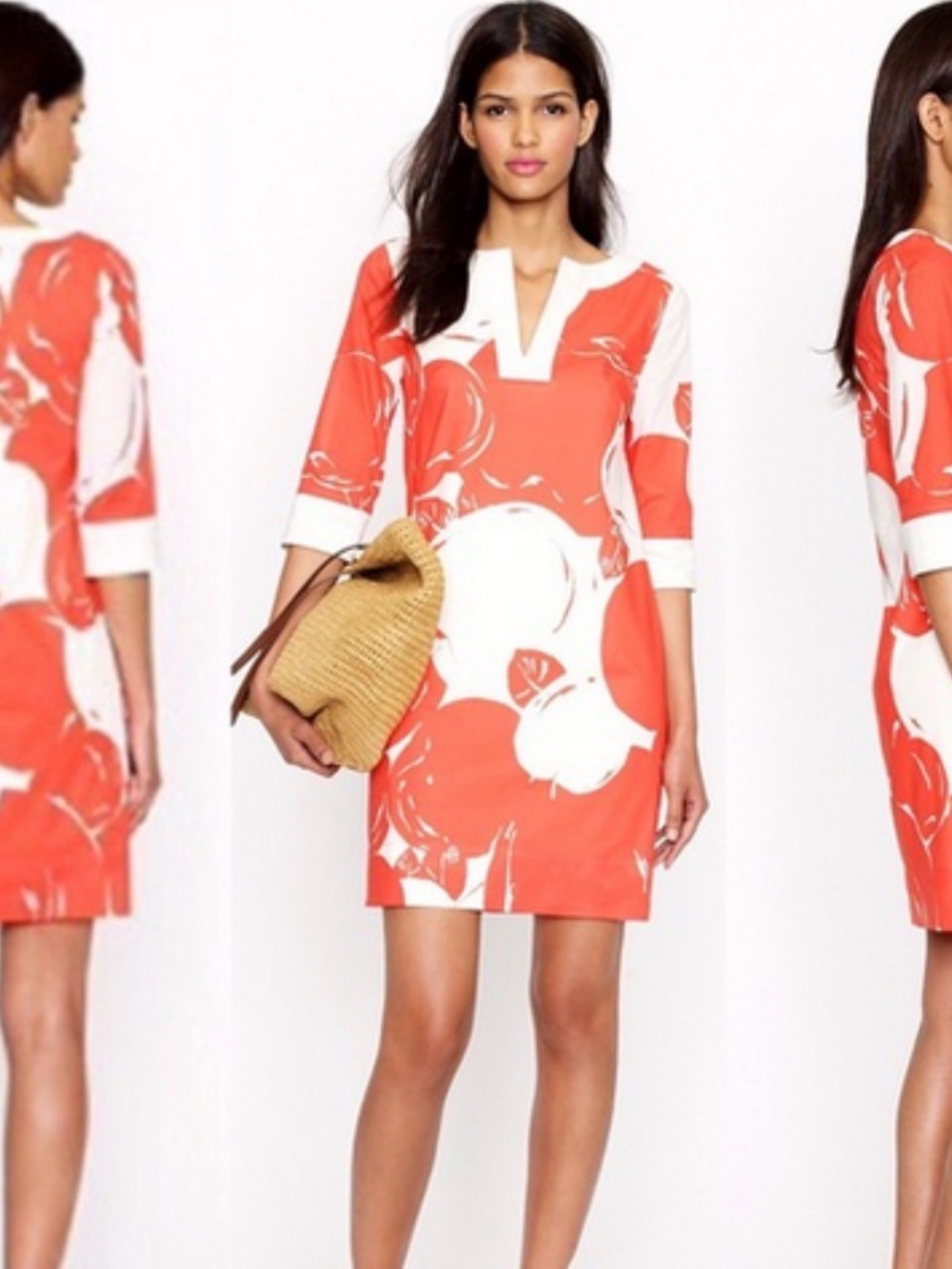 J. Crew Coral and Cream Floral Shift Mini Dress 4